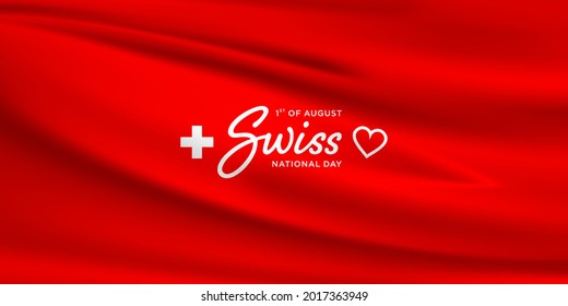 Banner del vector del día nacional suizo feliz o fondo del afiche. Ilustración vectorial. Suiza. Bandera suiza. Día de la Independencia. Tarjeta de felicitación del día de la república de Suiza.