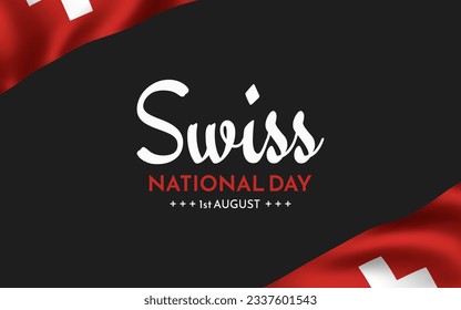 Swiss happy national day vector banner or poster background. Vector illustration. Switzerland. Swiss flag. Independence day. Switzerland republic day greeting card.