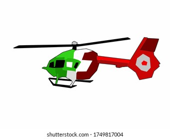 Helicóptero suizo, vector rojo y verde.