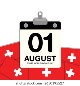 Dia da Independência Suíça Calendário de Parede Pequena