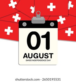 Dia da Independência Suíça Calendário de Parede Pequena
