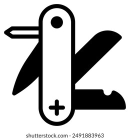 Swiss Knife camping holiday icon illustration