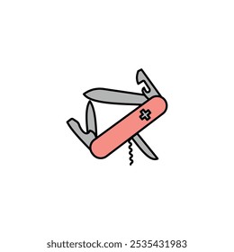Swiss Knife colored vector icon on white background