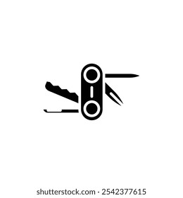 Icono de cuchillo suizo Vector de contorno en blanco y negro