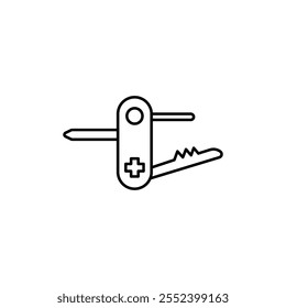 Swiss Knife icon black and white vector outline sign