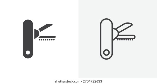 Swiss Knife icon. collection of editable stroke line and solid flat styles.