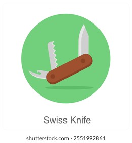 Swiss Knife and knife icon concept