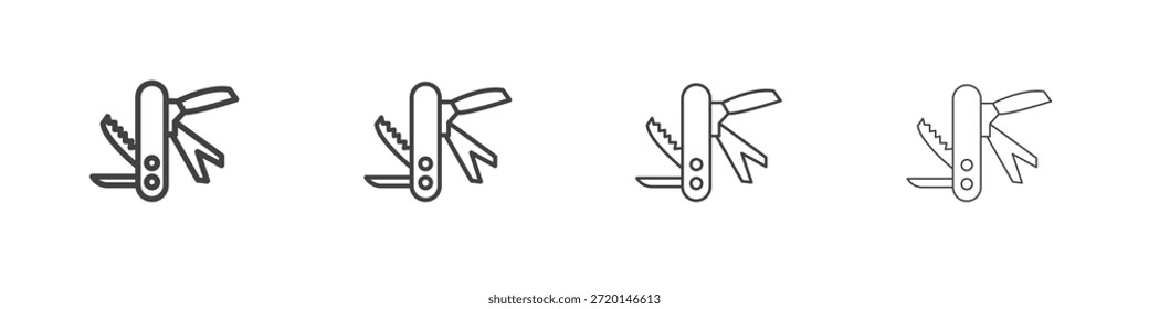 Concepto de icono de cuchillo suizo Pictograma lineal. Ilustración de elemento simple.