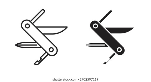 Schweizer Messer Symbol mit editierbarem Strich und flachem Vektorpaket