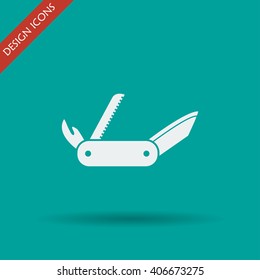 swiss knife icon. Flat design style eps 10