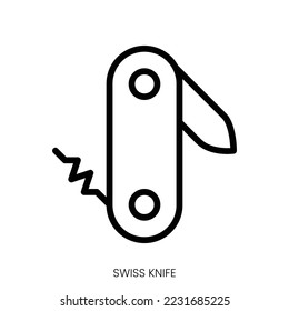 swiss knife icon. Line Art Style Design Isolated On White Background