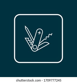 Swiss knife icon line symbol. Premium quality isolated penknife element in trendy style.