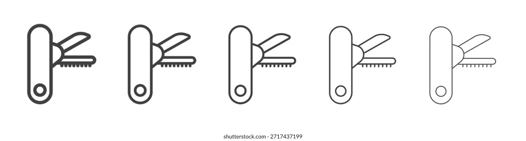 Icono suizo del cuchillo en concepto de trazos lineales