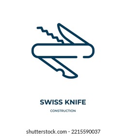 Swiss knife icon. Linear vector illustration from construction collection. Outline swiss knife icon vector. Thin line symbol for use on web and mobile apps, logo, print media.