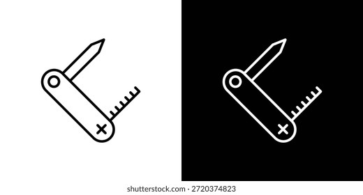 Schweizer Messer Symbol. Minimalistisches Vektordesign Bearbeitbarer Strich. EPS10
