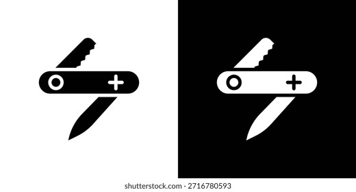 Ilustración vectorial de silueta de icono de cuchillo suizo estilo plano aislado