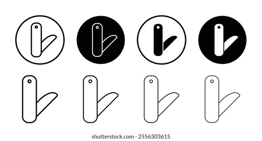 Swiss knife icon Thin line vector illustration set