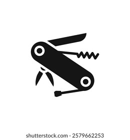 Swiss Knife icon Vector flat thin line illustration