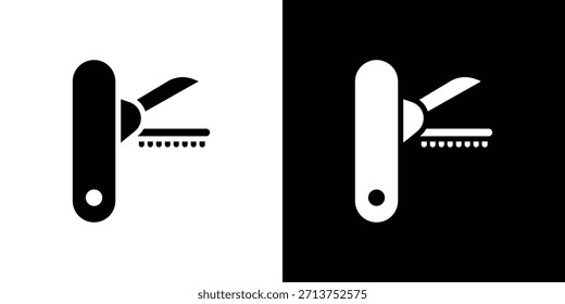Schweizer Messer Symbol. Vektorgrafik. Silhouette in schwarzer Farbe