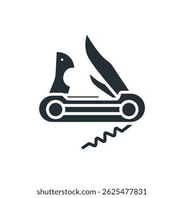 swiss knife icons isolated on White Background. Flat style design