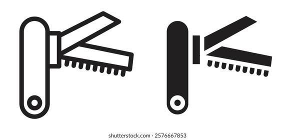 Swiss knife icons in outline and stroke versions