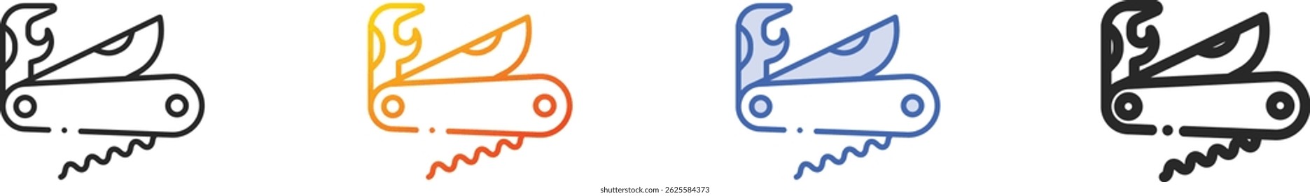 swiss knife icon.Thin Linear, Gradient, Blue Stroke and bold Style Design Isolated On White Background