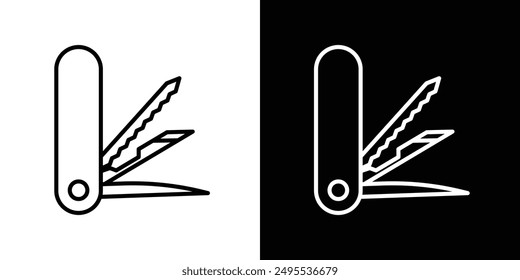 Conjunto de Ilustración vectorial de iconos de línea de cuchillo suizo.