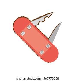 swiss knife multi tool camping color sketch vector ilustration eps 10