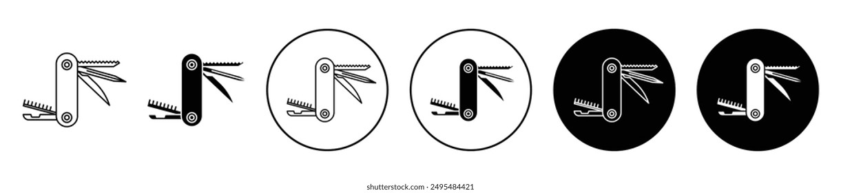 Swiss knife thin line vector icon set.