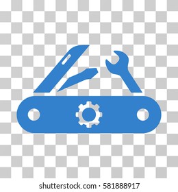 Swiss Knife vector icon. Illustration style is a flat iconic cobalt symbol on a transparent background.