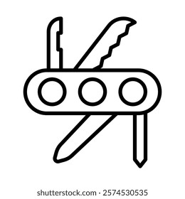 Swiss knife Vector Line Icon Design