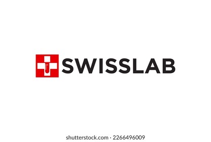 Diseño de diseños de logotipo de laboratorio suizo, plantilla de logotipo de laboratorio creativo de ciencia y medicina
