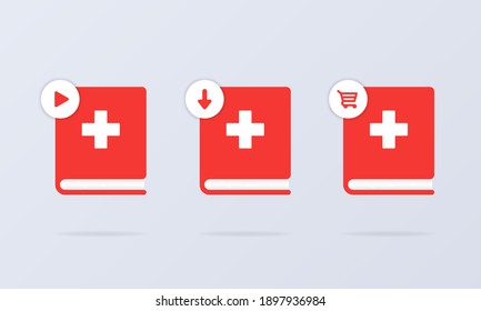 Swiss language online course icon set. Distance education. Swiss dictionary. Audiobooks concept. Vector EPS 10. Isolated on background