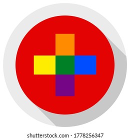 Schweizer LGBT-Flagge, runde Form Symbol auf weißem Hintergrund