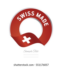 Swiss made flag red color label button banner