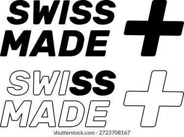 In der Schweiz hergestellte Symbole mit fett gedruckter Schrift in verschiedenen Stilen und Designs für kreative Zwecke