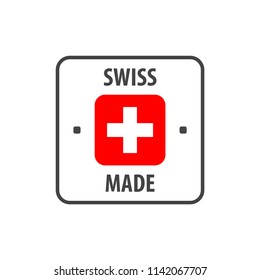 "Swiss made" label with Swiss flag
