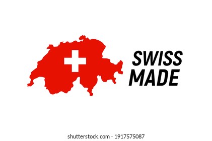 Swiss made product label. Switzerland quality flag vector sticker icon logo