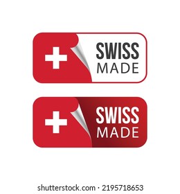 swiss made tag label. sticker, eps, logo, icon for business product. vector illustration