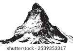 Swiss Matterhorn Silhouette Vector of the Iconic Mountain.