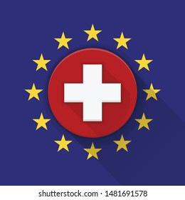 Swiss or Medical EU adaptive standard icon for application illustration