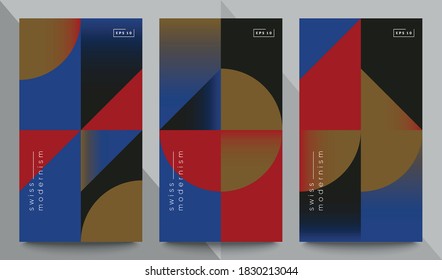 Swiss modernism banners set. Minimal graphic design.  Simple gemoetric shapes and forms