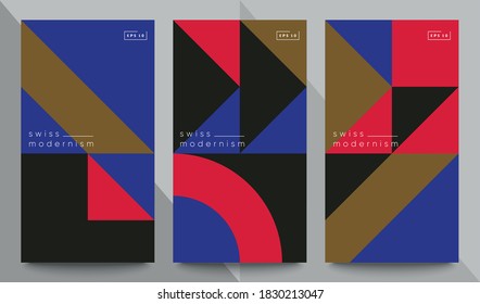 Swiss modernism banners set. Minimal graphic design.  Simple gemoetric shapes and forms