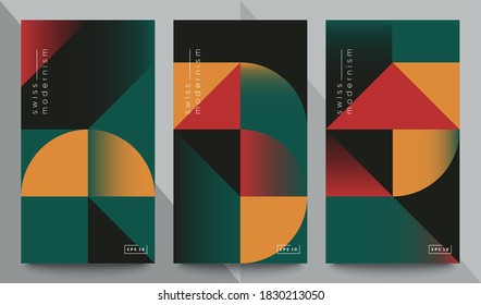 Swiss modernism banners set. Minimal graphic design.  Simple gemoetric shapes and forms