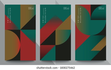 Swiss modernism banners set. Minimal graphic design.  Simple gemoetric shapes and forms