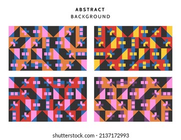 Swiss modernism cover, annual report , magazine, poster set. Simple colorfull shapes design for book cover, flyer, annual report.