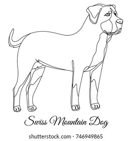 Swiss Mountain dog outline vector illustration