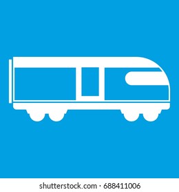 Swiss mountain train icon white isolated on blue background vector illustration
