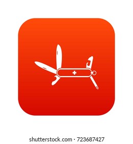 Swiss multipurpose knife icon digital red for any design isolated on white vector illustration