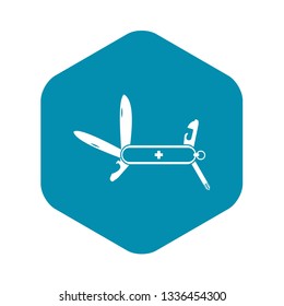 Swiss multipurpose knife icon in simple style isolated on white background